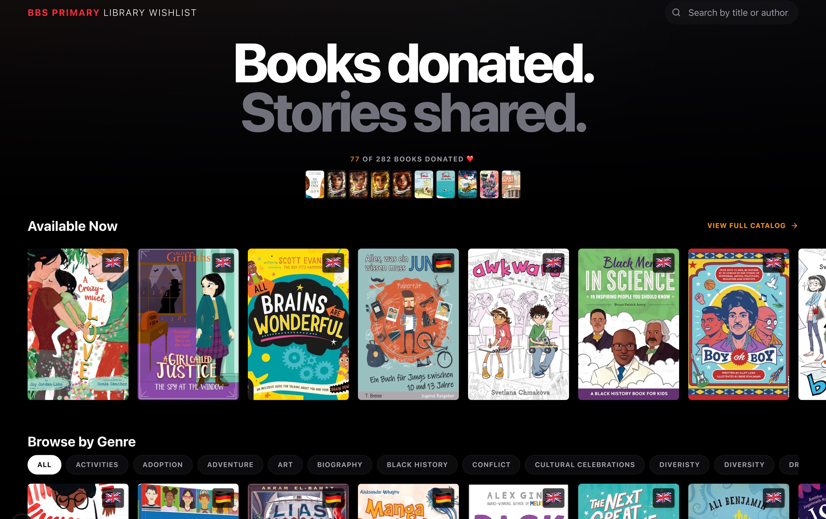 Book Donation and Reservation Platform — application screenshot