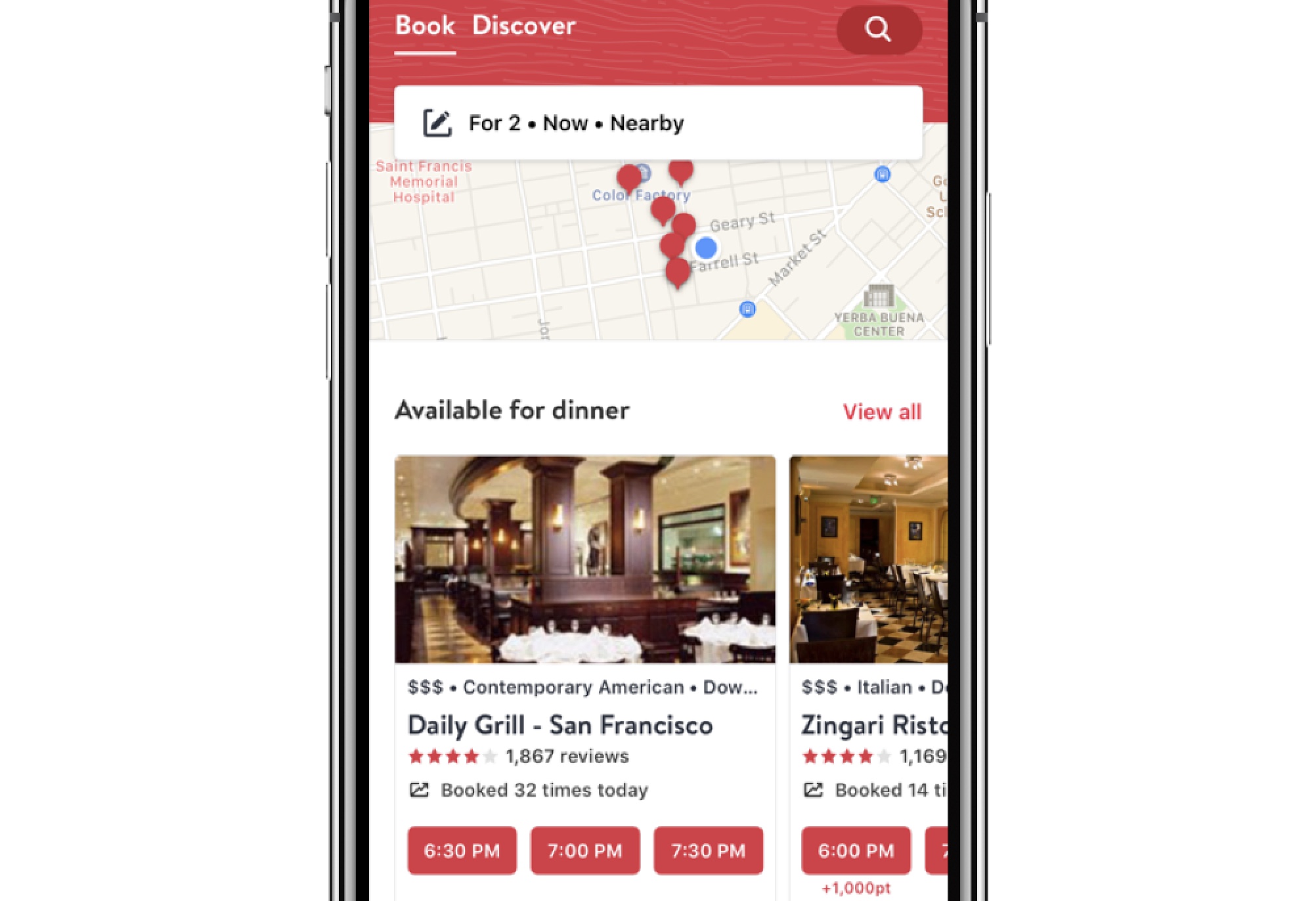 Opentable App — view 2